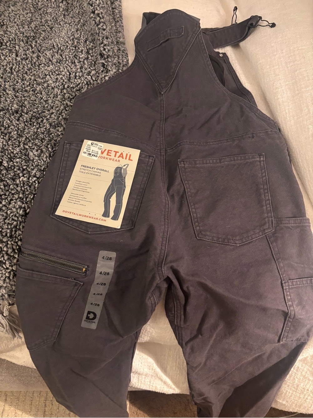 Dovetail Women's Cargo Overalls in Charcoal Gray